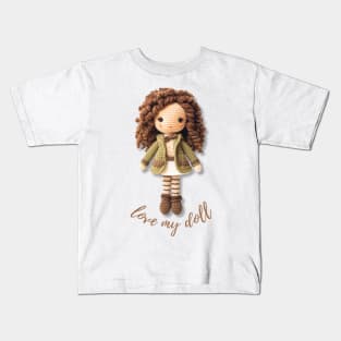 Handmade Wool Doll, Cozy and Cute - design 1 Kids T-Shirt